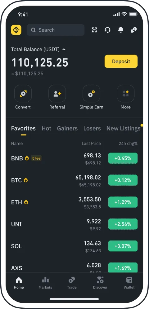 binance最新官网APP下载-交易所APP界面